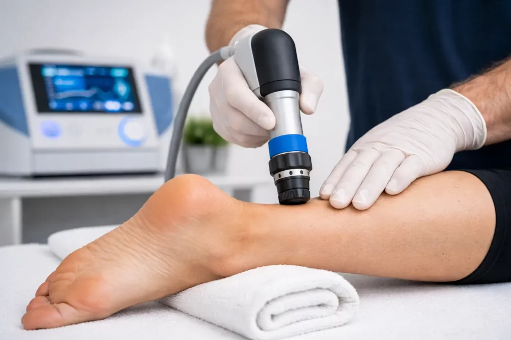 Shockwave therapy on Achilles tendon